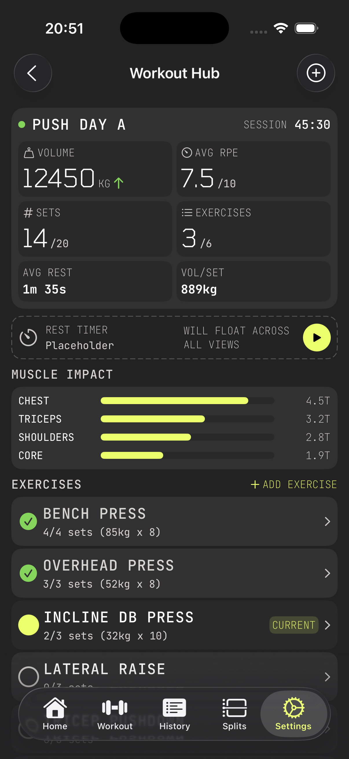 Afterset workout logging interface